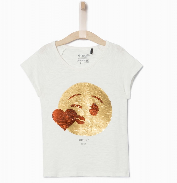 IKKS actua emoji® reversible sequins t-shirt blanc cassé ---NEW---